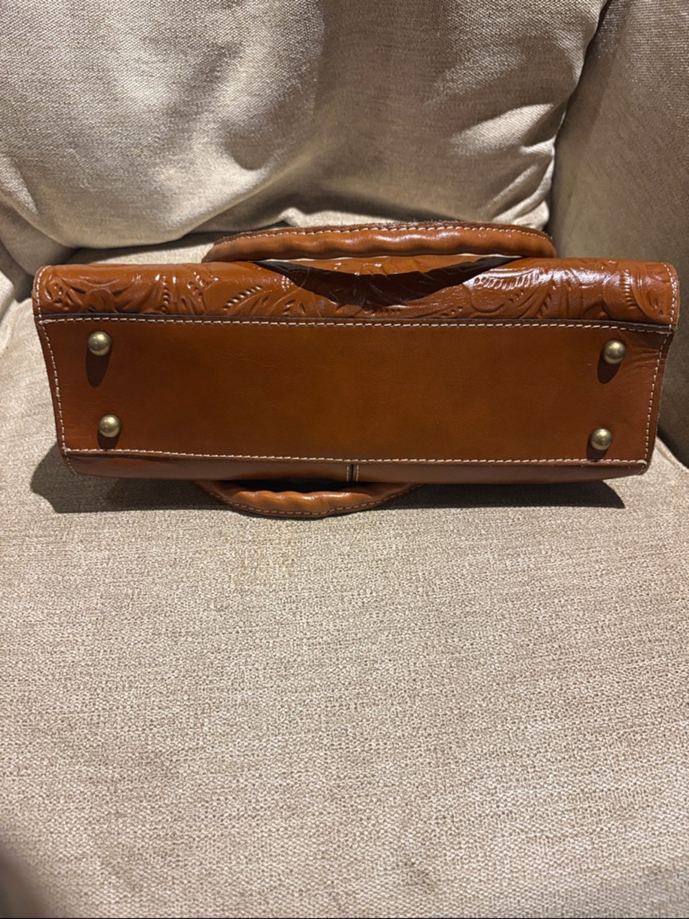 Patricia Nash Tooled Leather Satchel in Chestnut Brown - Picture 8 of 8